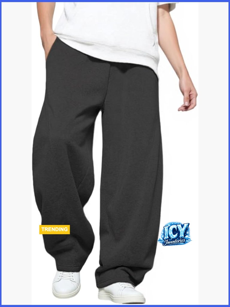 Baggy Sweatpants With Elastic Drawstring Waist, Wide-Leg Casual Cotton Joggers,